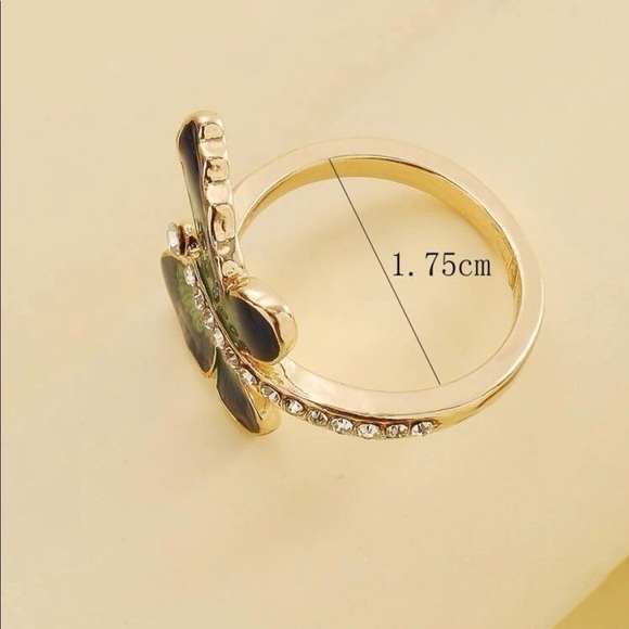 Butterfly Enamel Rhinestone Gold Ring - Picture 4 of 13